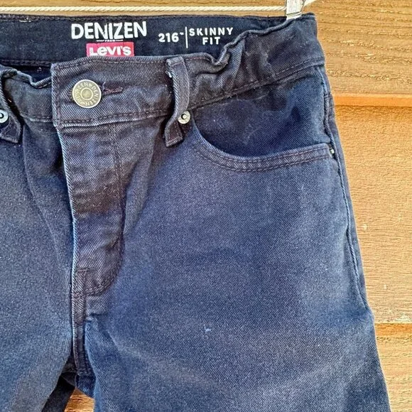 Levi’s Denizen Black Skinny Fit Boys Denim Adjustable Waist Jeans - Picture 3 of 11